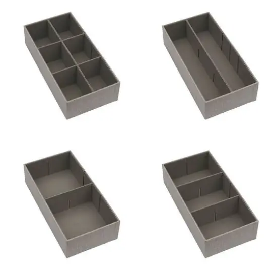 Household Essentials 3 Piece Drawer Organizers Starter Set Silver {11}