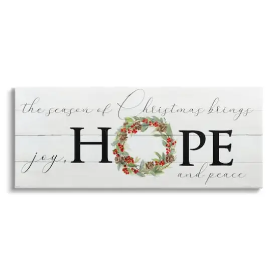 Stupell Industries Joy Hope & Peace Christmas Wreath Canvas Wall Art {1}