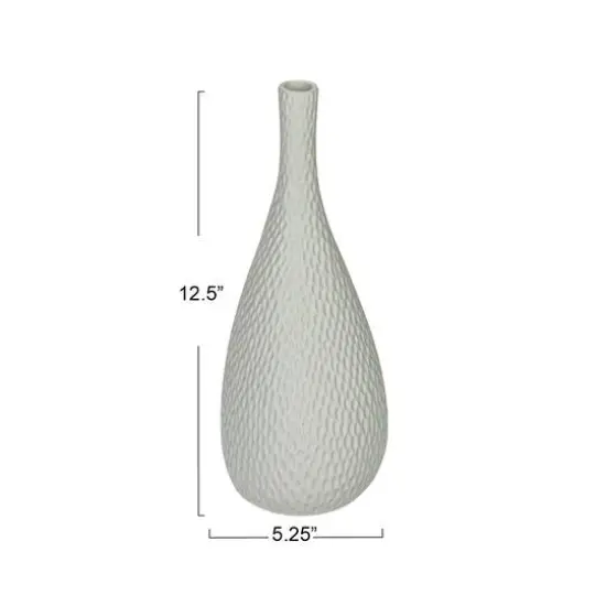 Hello Honey&reg; 12.5" White Debossed Stoneware Bisque Table Lamp with Inline Switch {5}