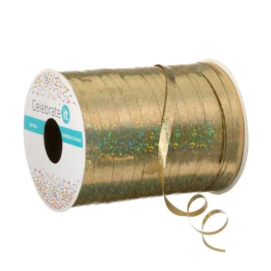 100yd. Holographic Gold Curling Ribbon By Celebrate It&trade; {5}