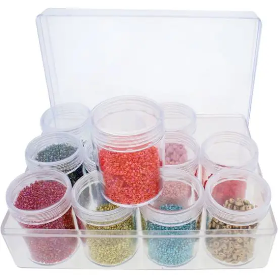 The Beadsmith&reg; 6'' x 5'' x 2'' Clear Storage Box with Jars {5}