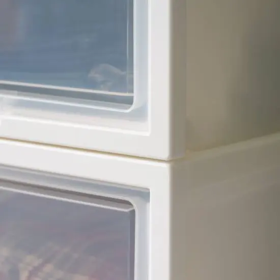 Iris&reg; White Deep Box Chest With Sliding Door, 3 Pack {7}