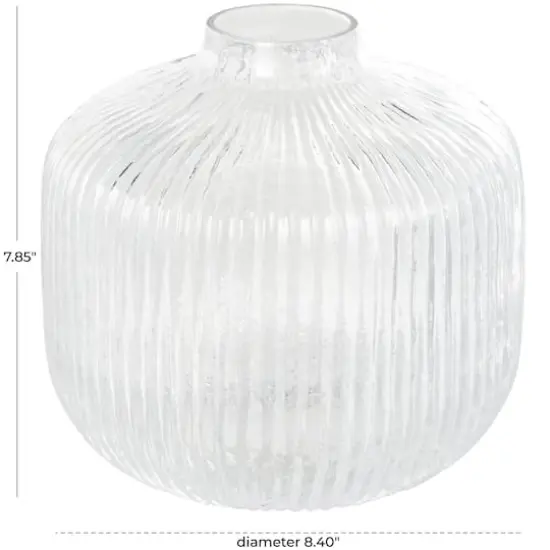 8.5" Clear Short Round Ribbed Glass Vase {5}