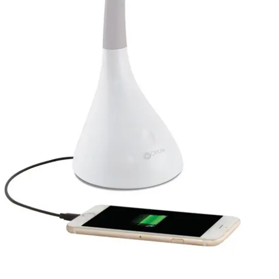 OttLite 11" White Creative Curves LED Desk Lamp with USB Port {4}