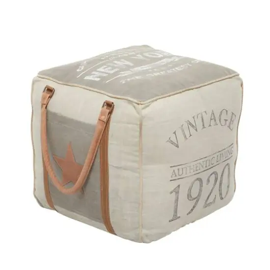 Grey Canvas Rustic Stool, 19" x 21" x 21" {8}