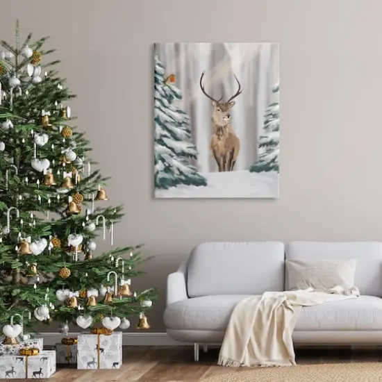 Stupell Industries Seasonal Deer Winter Landscape Canvas Wall Art {3}