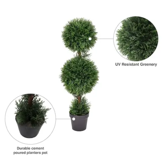 3ft. Potted Cedar Double Ball Topiary Tree {8}