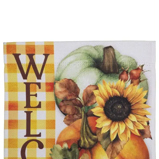 18" x 12.5" Pumpkins & Sunflowers Welcome Fall Harvest Outdoor Garden Flag {6}