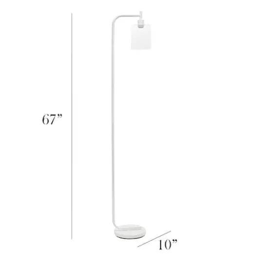 Simple Designs&trade; Iron Lantern Floor Lamp with Glass Shade White {4}