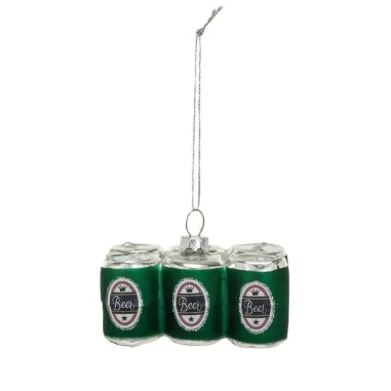 Hello Honey&reg; 3.25" Green Beer 6-Pack Glass Ornament {1}