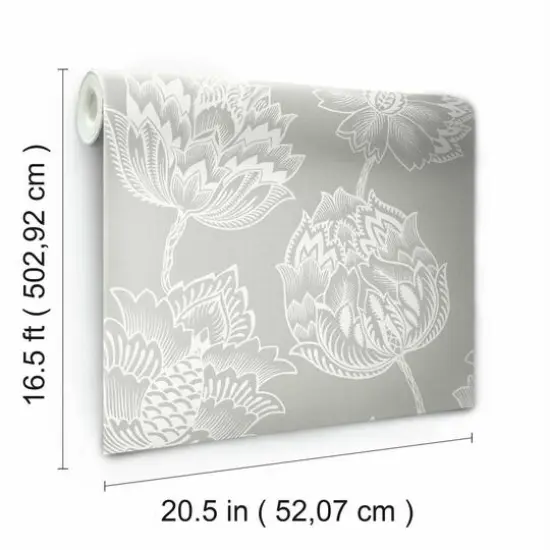 RoomMates Batik Jacobean Peel & Stick Wallpaper Taupe and White {10}