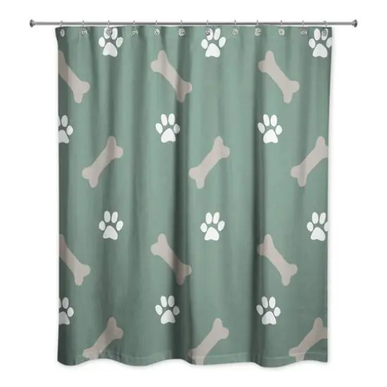 Bones & Paws Shower Curtain Sage {3}