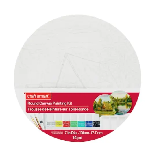 7" Lake & Cabin Round Canvas Painting Kit by Craft Smart&reg; {4}