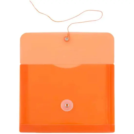 JAM Paper 5.5" x 7.5" Orange Plastic Button String Booklet Envelopes, 24ct. {3}