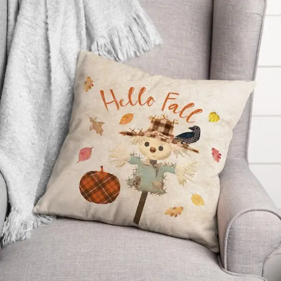Hello Fall Scarecrow Throw Pillow {3}