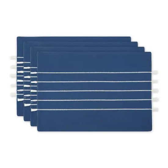 DII&reg; Stripe Tassel Placemats, 4ct. Navy/Off-White {1}