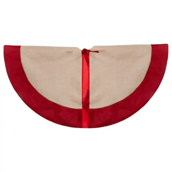 36" Santa Claus in Sleigh Burlap & Embroidered Christmas Tree Skirt {5}