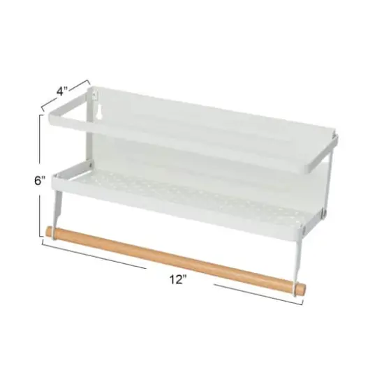 Household Essentials 12" Metal Spice Rack with Paper Towel Holder White {5}