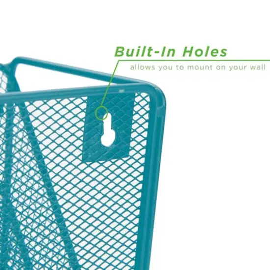 Mind Reader 6 Compartment Vertical Hanging Wall File & Chart Organizer Turquoise {8}