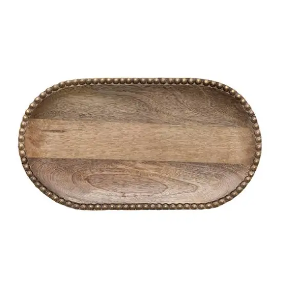 Hello Honey&reg; 16" Hand-Carved Mango Wood Tray with Wood Beads {3}