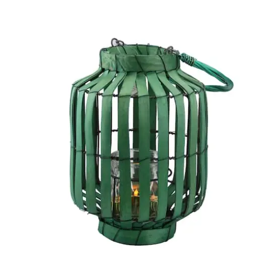 20" Tropicalia Tiki Bar Votive Candle Holder Lantern, Green {4}