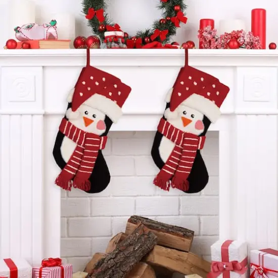 Glitzhome&reg; 19" 3D Penguin Hooked Stockings, 2ct. {3}