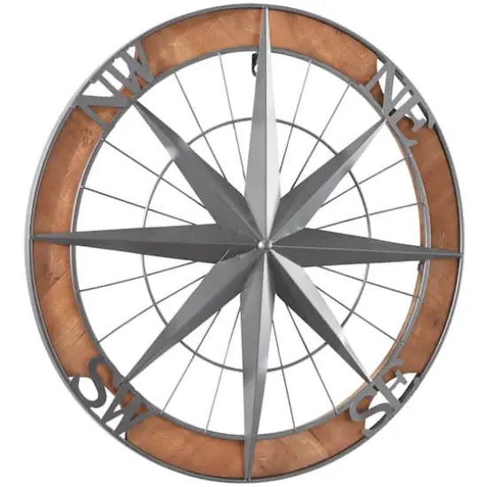 Grey Metal Nautical Compass Wall Decor, 22" x 2" x 22" {3}