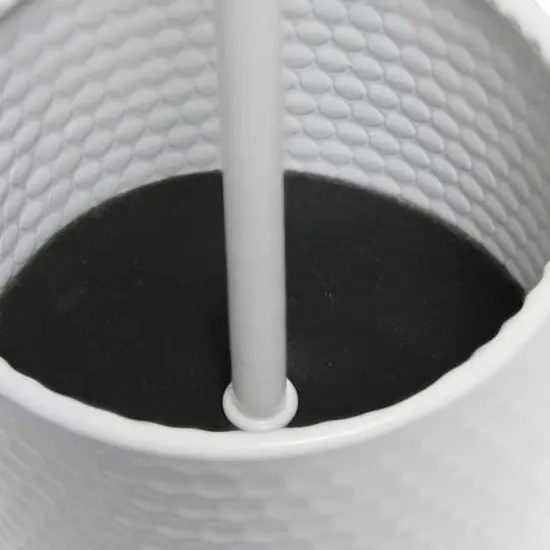 Simple Designs 18.5" Hammered Metal Container Base Table Lamp with USB Charging Port White {10}