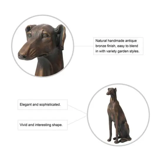 Glitzhome&reg; 30" Sitting Left Greyhound Dog Statue {7}