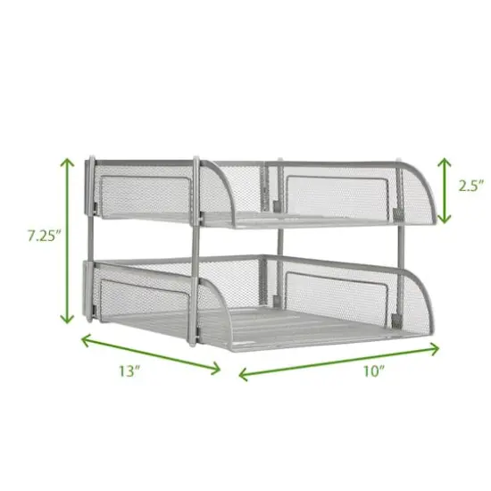 Mind Reader Silver 2 Piece Stackable Metal Mesh Letter Tray {4}