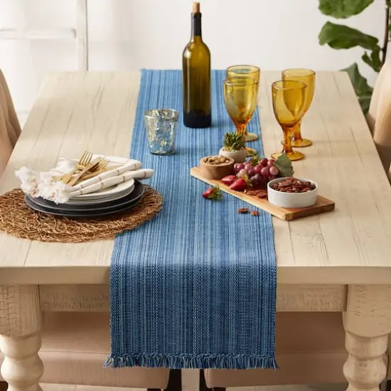 DII&reg; 72" Variegated Fringe Table Runner Nautical Blue {6}