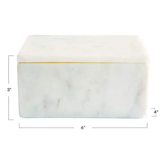 Hello Honey&reg; White Marble Box Storage Container with Lid {6}