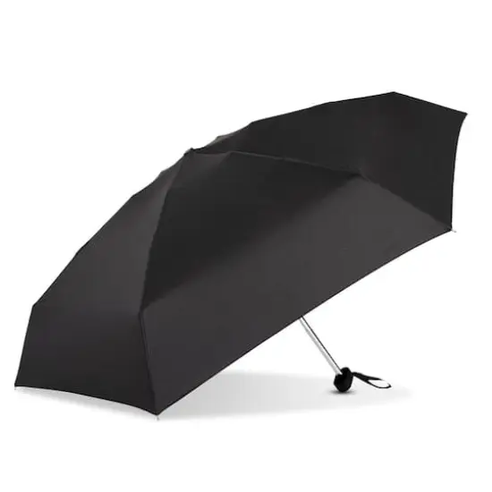 GoGo 40" Black Flat Manual Mini Compact Umbrella {1}
