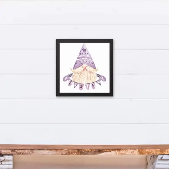 Easter Gnome Banner 12" x 12" Black Floating Framed Canvas {5}