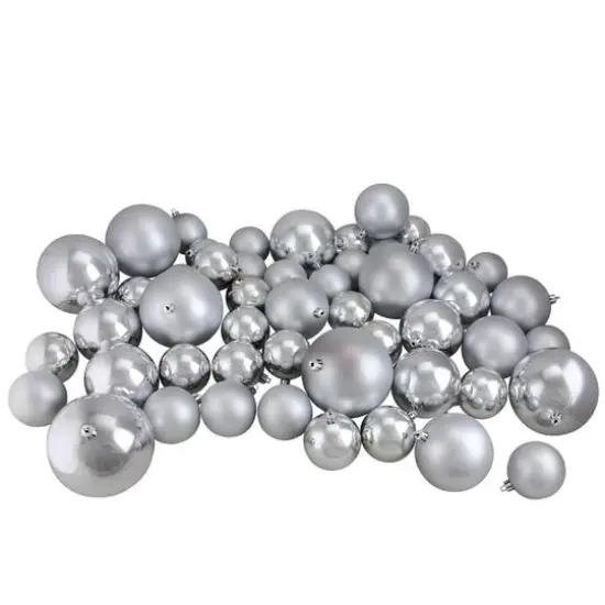 50ct. Silver Splendor Shatterproof 2-Finish Christmas Ball Ornaments {4}