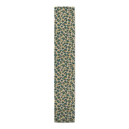 72" Leopard Cotton Twill Runner Beige {4}