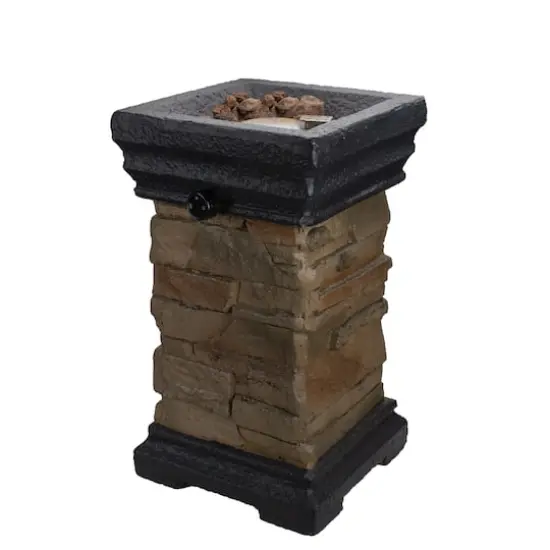 19" Classic Stone Outdoor Table Top Gas Fire Pit {4}