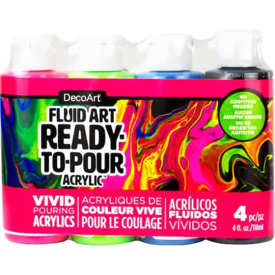 DecoArt&reg; Fluid Art Ready to Pour Acrylic&trade; Neon Blast Paint Pack {1}