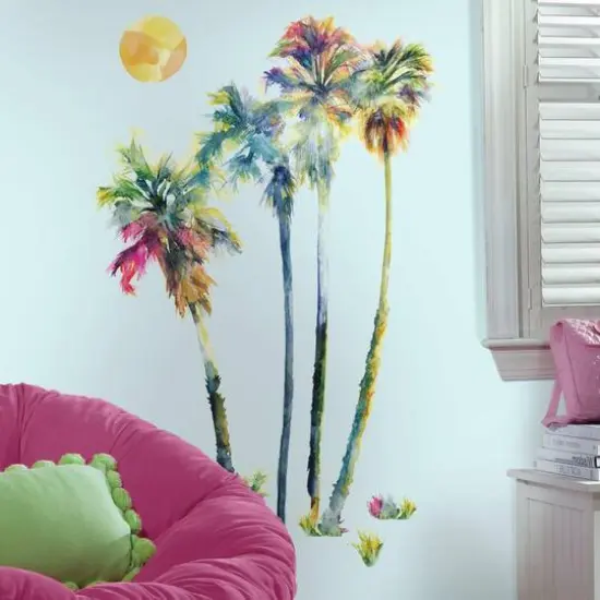 RoomMates Watercolor Palm Trees Peel & Stick Wall Decals {5}