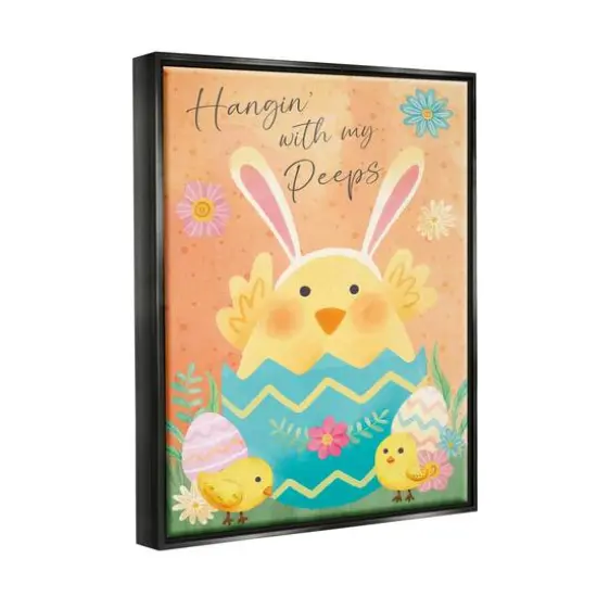 Stupell Industries Hangin' With My Peeps Easter Egg Chicks Floater Framed Art Black {4}