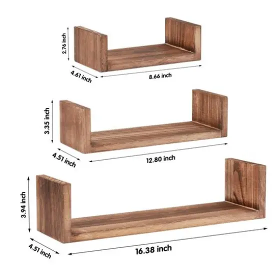 NEX&trade; Brown Wood Floating Shelves Set {3}