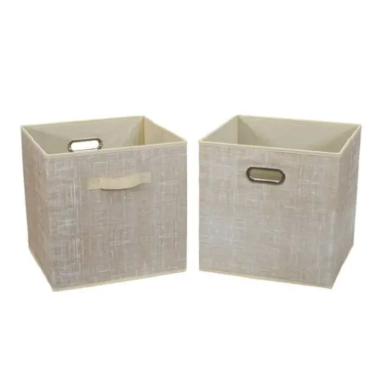 2 Pack Household Essentials 13" Fabric Storage Bins Tan Mix {8}