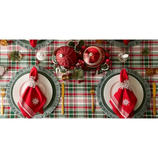 DII&reg; 70" Round Yuletide Plaid Tablecloth {3}