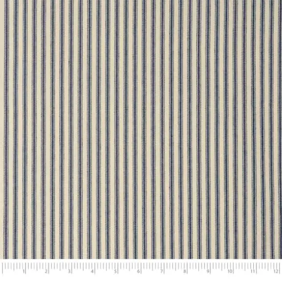 Roc-Lon Woven Ticking Stripe Cotton Fabric Navy/Natural White {3}