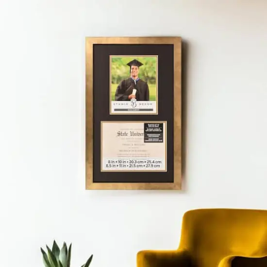 2 Opening 8.5" x 11" Gold Document Frame with Double Mat by Studio D&eacute;cor&reg; {3}