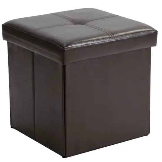 Simplify Faux Leather Folding Storage Ottoman Cube Chocolate {1}
