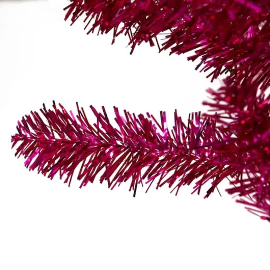 7ft. Unlit Dark Pink Metallic Tinsel Artificial Christmas Tree {3}
