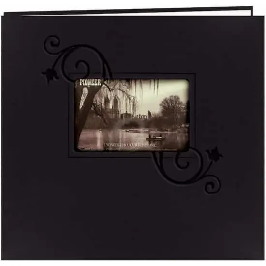 Pioneer® Black Floral Embossed Leatherette Post Bound Photo Album {1}
