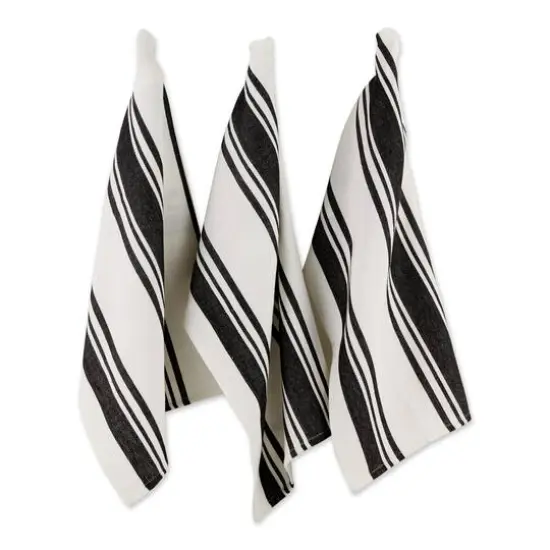 DII&reg; Black Chef Stripe Dish Towels, 3ct. {1}