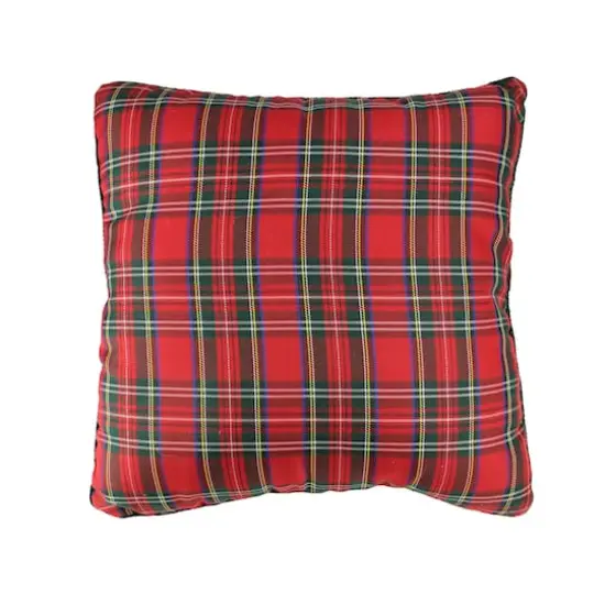Red & Green Plaid Square Christmas Throw Pillow {4}